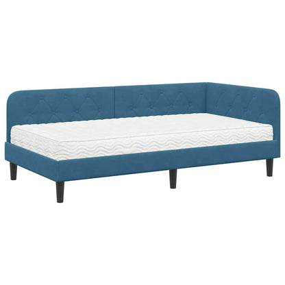 Cornice del letto ad angolo Blu 100 x 200 cm Velluto