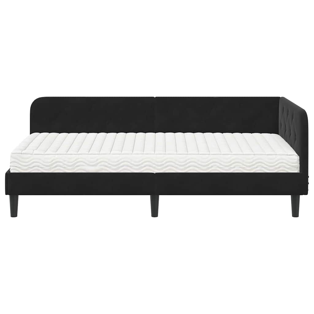 Cornice del letto ad angolo Nero 100 x 200 cm Velluto