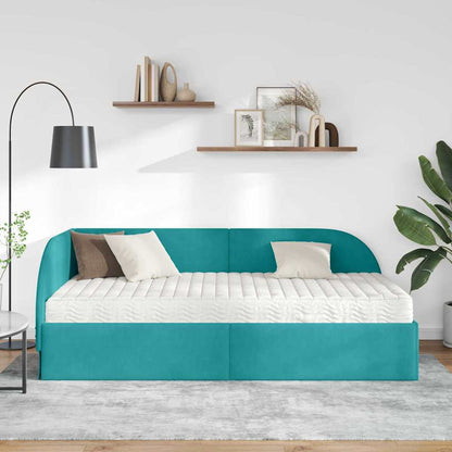 Struttura Letto Angolare con Materasso 2 pcs Turchese Velluto