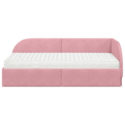 Struttura Letto Angolare con Materasso 2 pcs Rosa Velluto