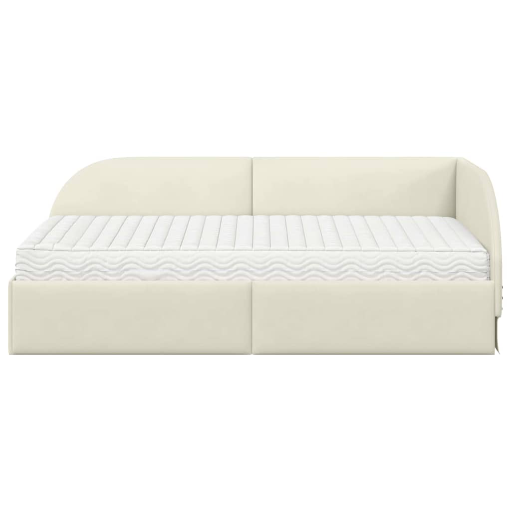 Struttura Letto Angolare con Materasso 2 pcs Crema Velluto
