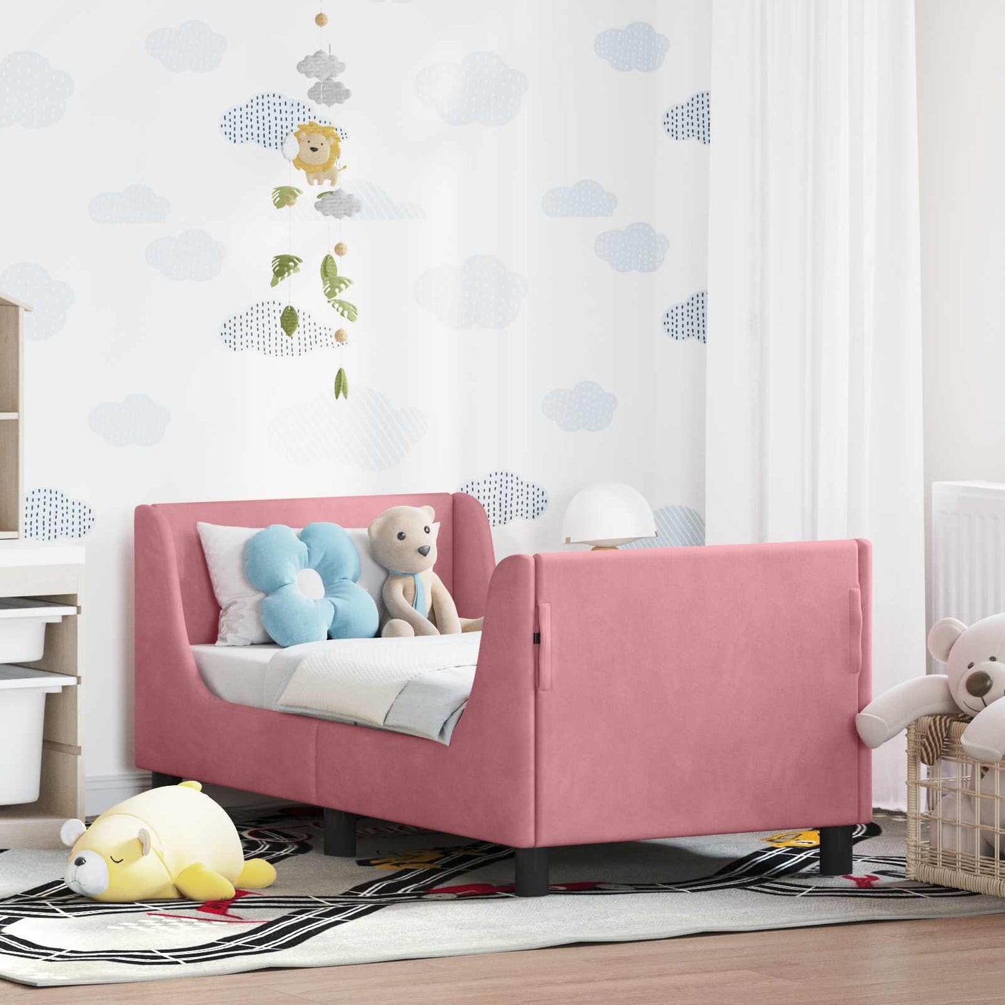 Struttura letto per bambini con testata Rosa 70 x 140 cm
