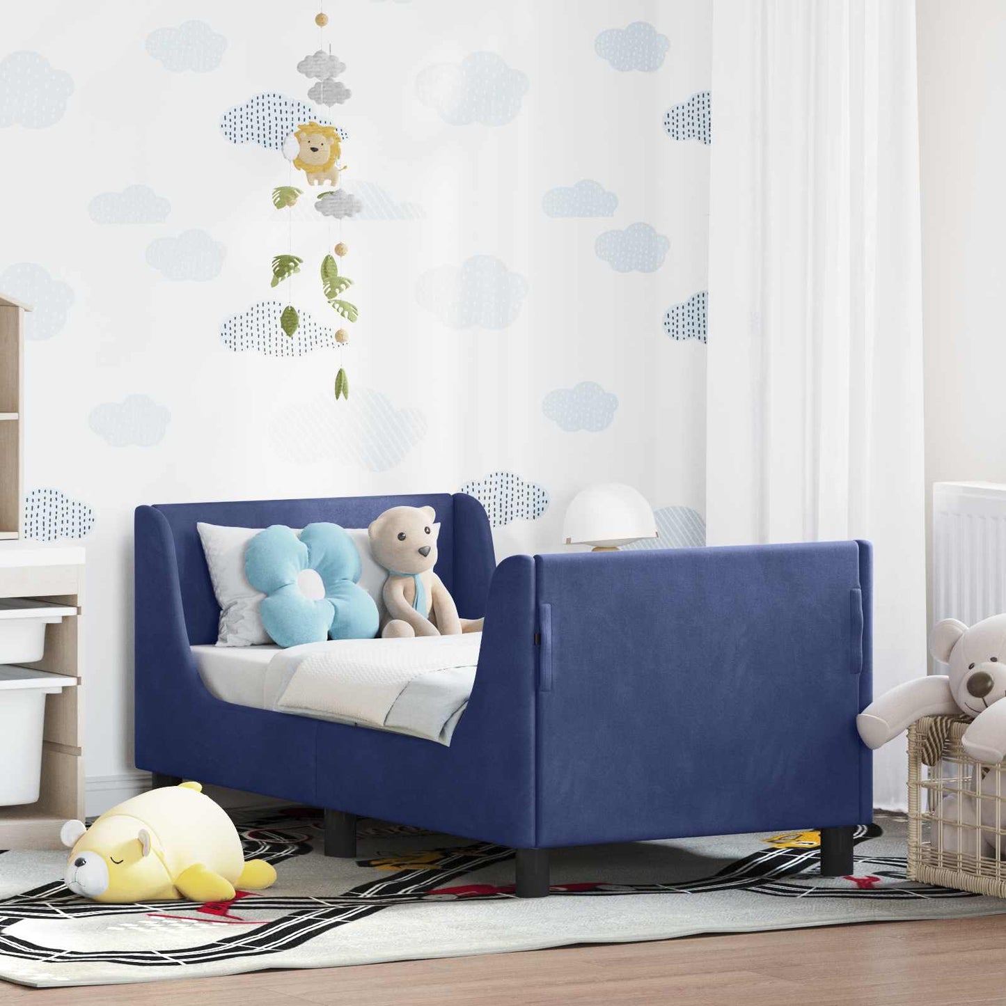 Struttura letto per bambini con testata Blu Polizia 70 x 140 cm