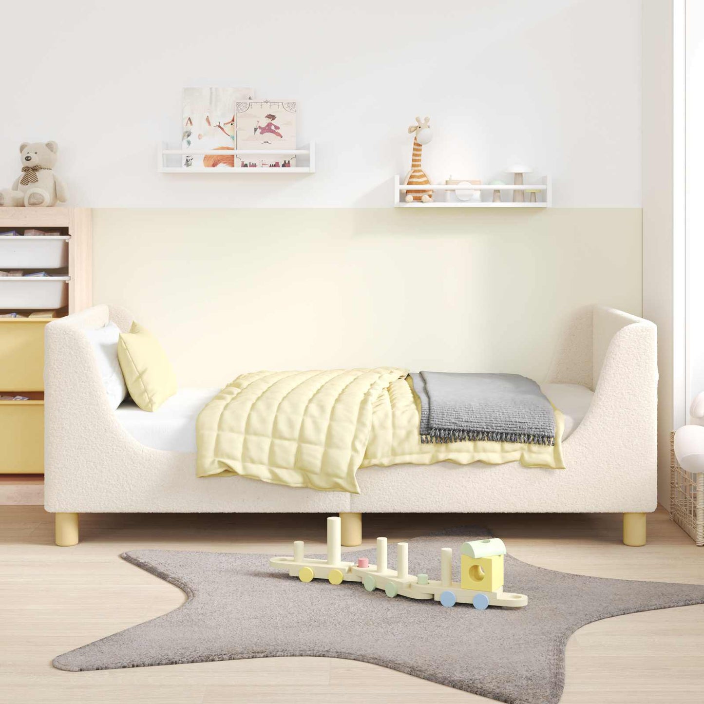 Struttura letto bambini con testata Crema 80 x 160 cm