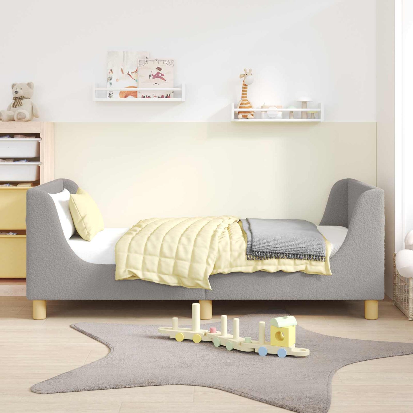Struttura letto bambini con testata Grigio chiaro 80 x 160 cm