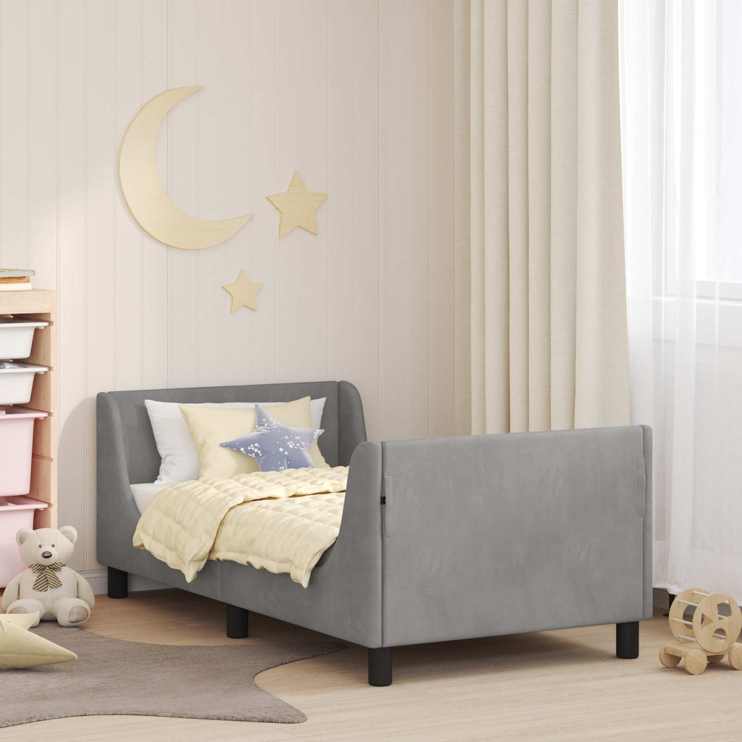 Struttura letto bambini con testata Grigio chiaro 80 x 160 cm