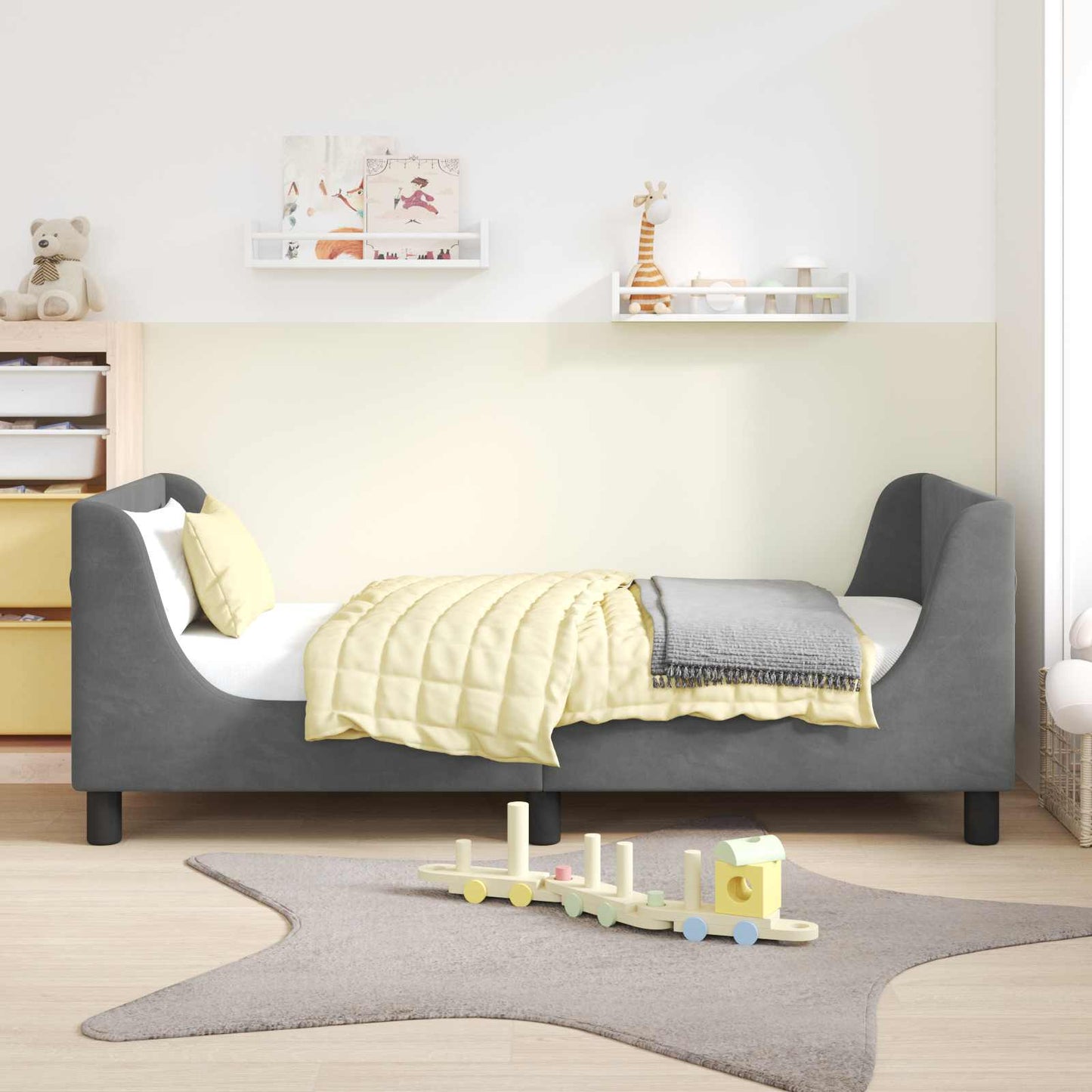 Struttura letto bambini con testata Grigio scuro 80 x 160 cm