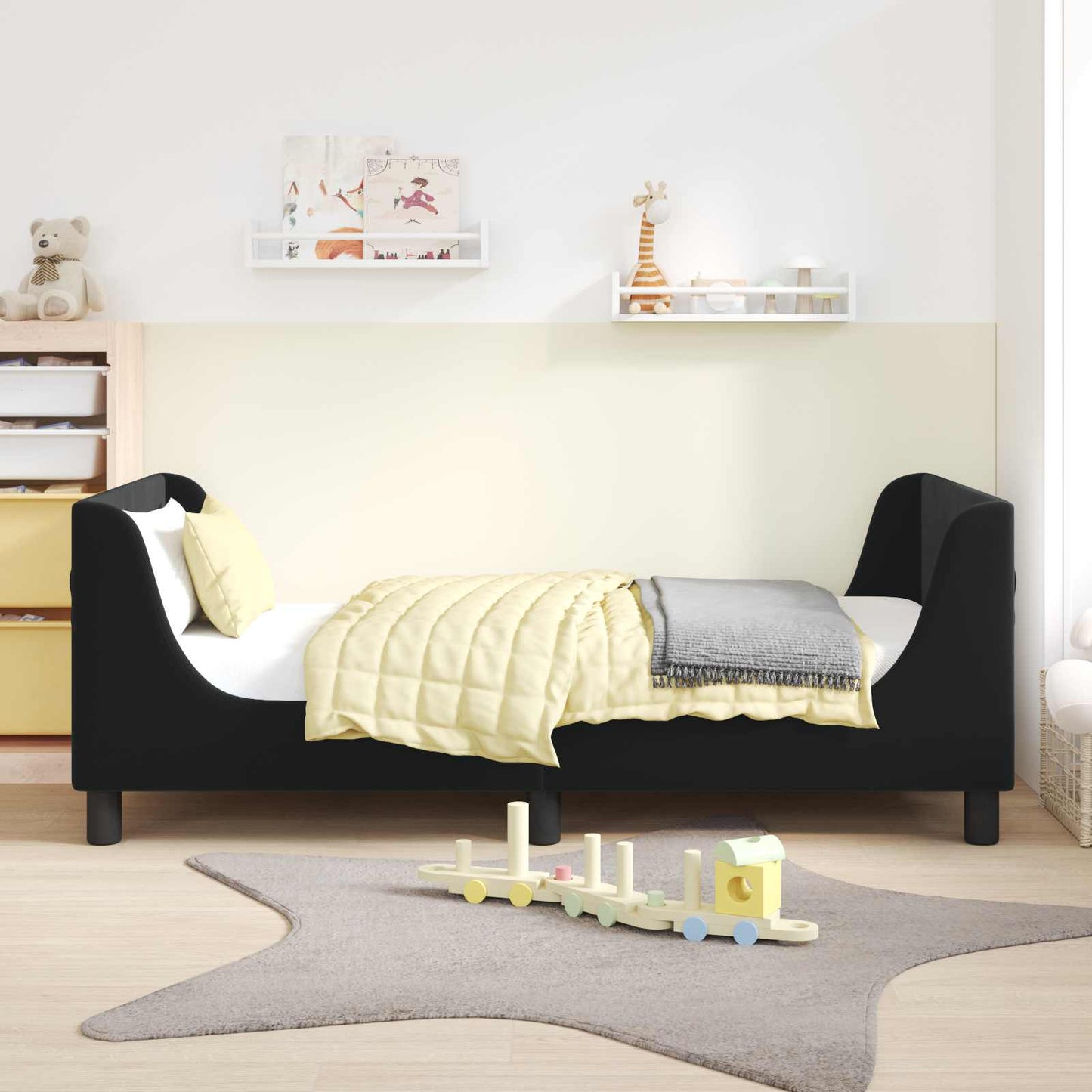 Struttura letto bambini con testata Nero 80 x 160 cm Velluto