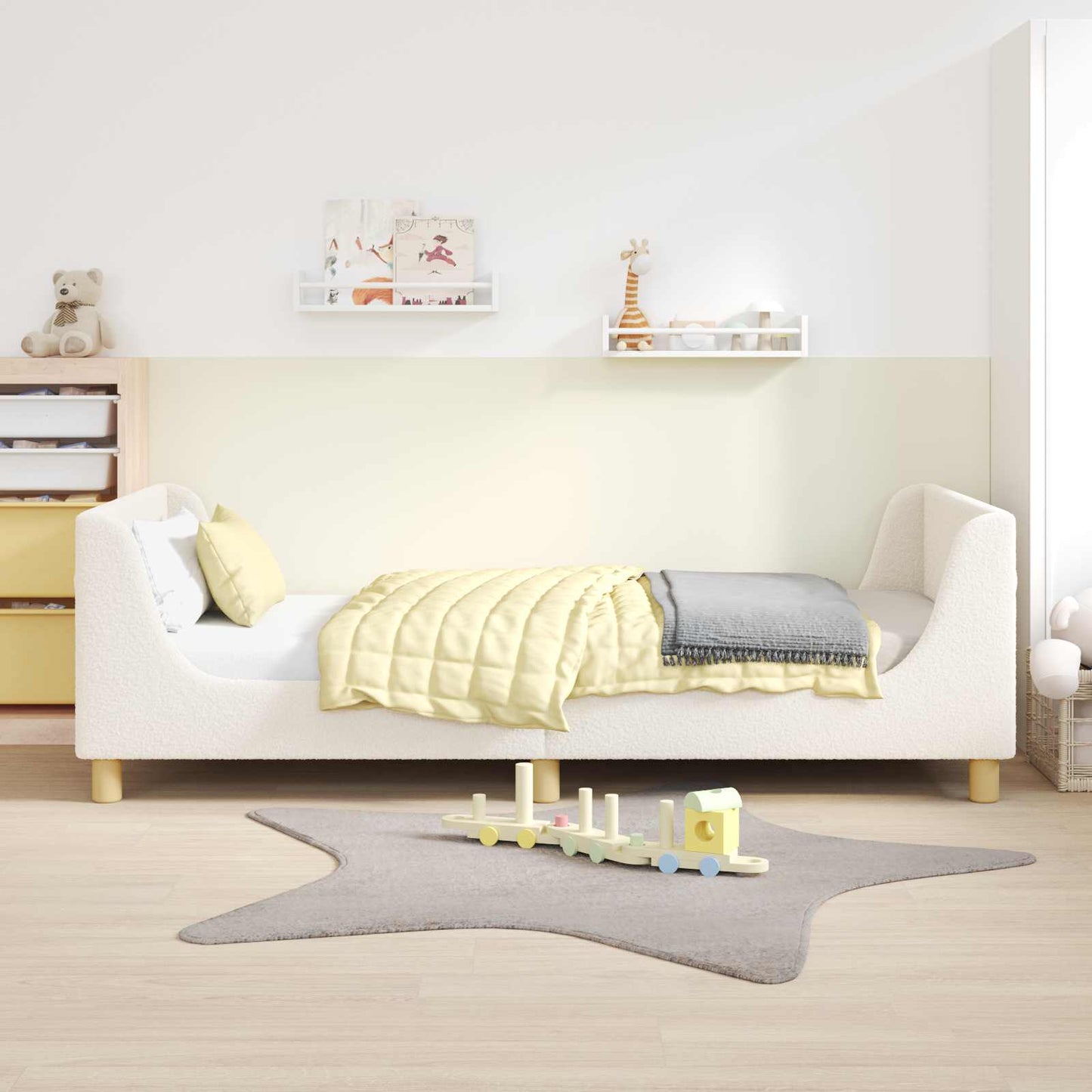 Struttura letto bambini con testata Crema 80 x 200 cm
