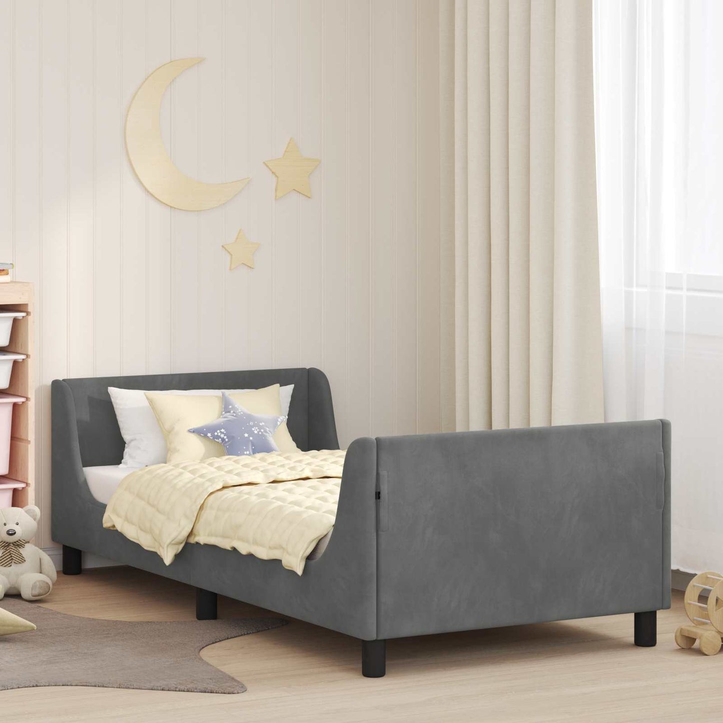 Struttura letto bambini con testata Grigio scuro 80 x 200 cm