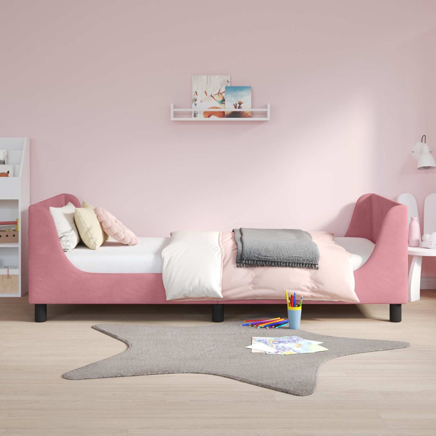 Struttura letto bambini con testata Rosa 80 x 200 cm Velluto