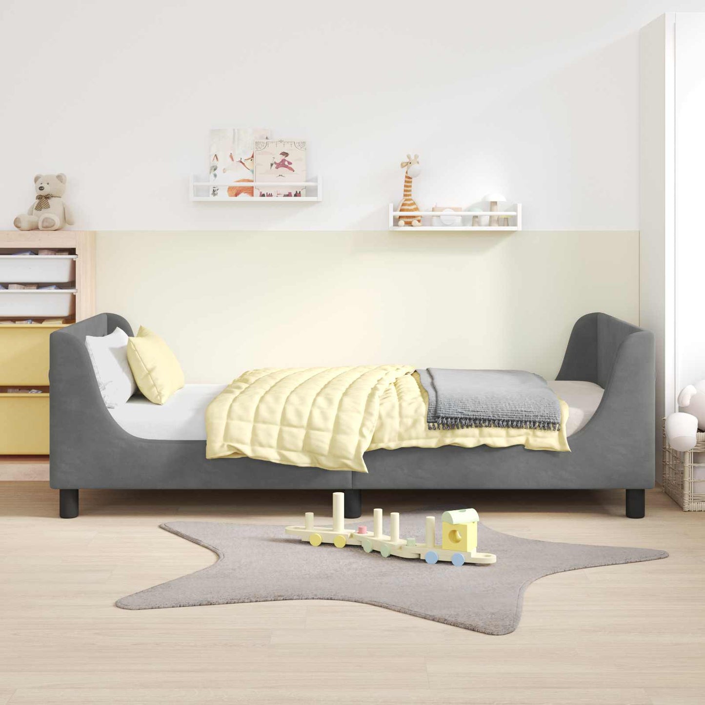Struttura letto bambini con testata Grigio scuro 90 x 190 cm
