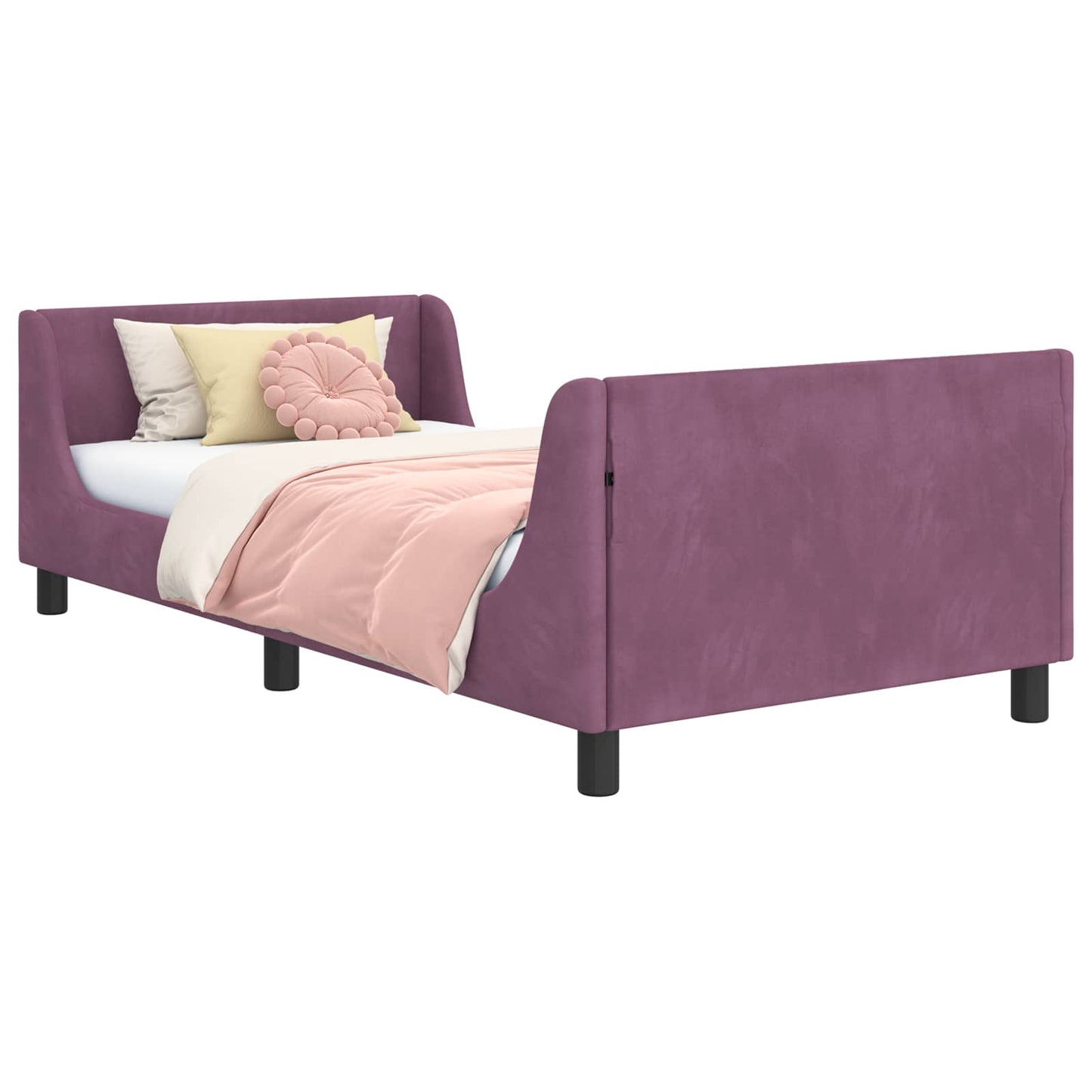Struttura letto bambini con testata Viola 90 x 190 cm Velluto