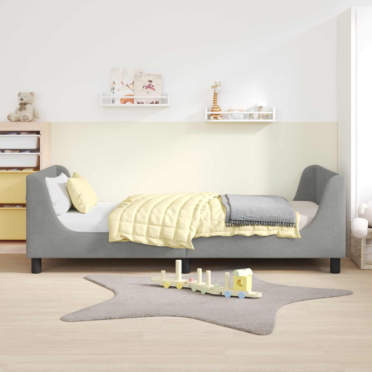 Struttura letto bambini con testata Grigio chiaro 90 x 200 cm