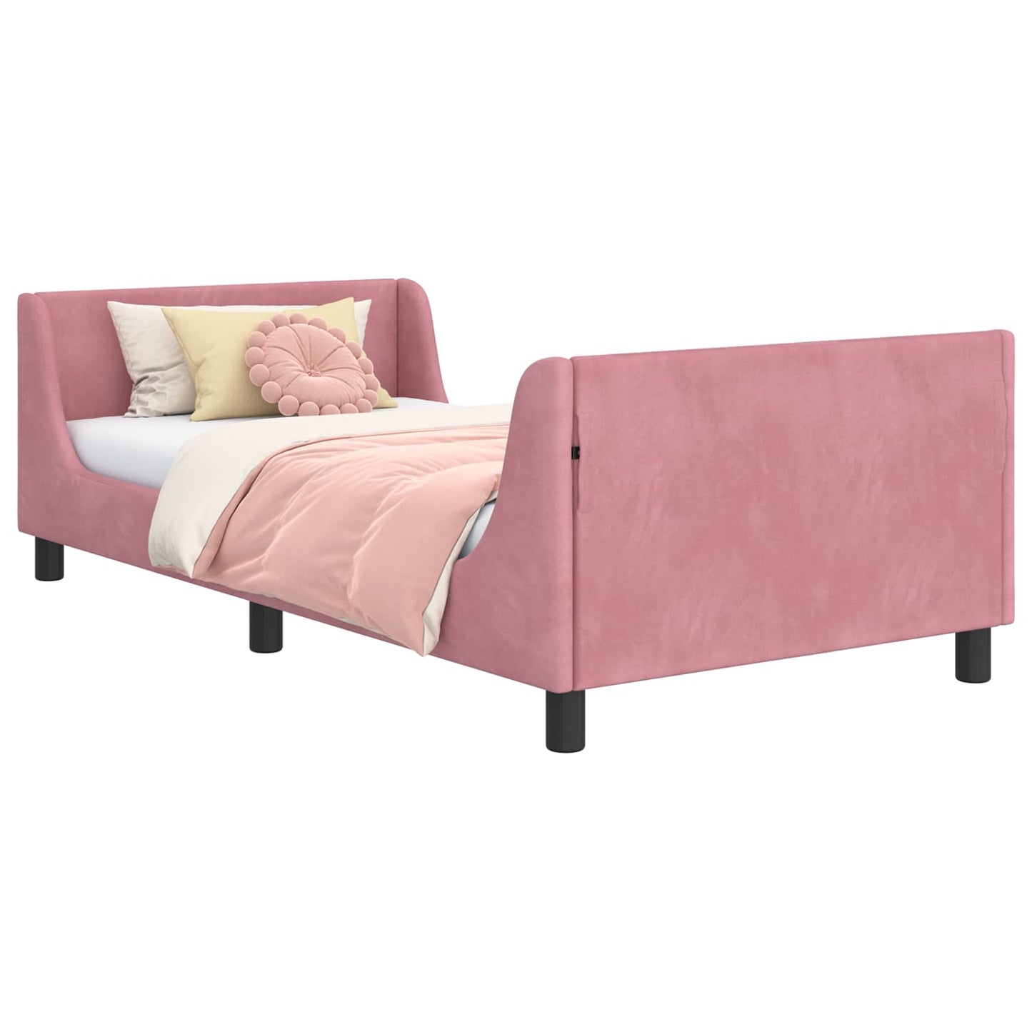 Struttura letto bambini con testata Rosa 90 x 200 cm Velluto