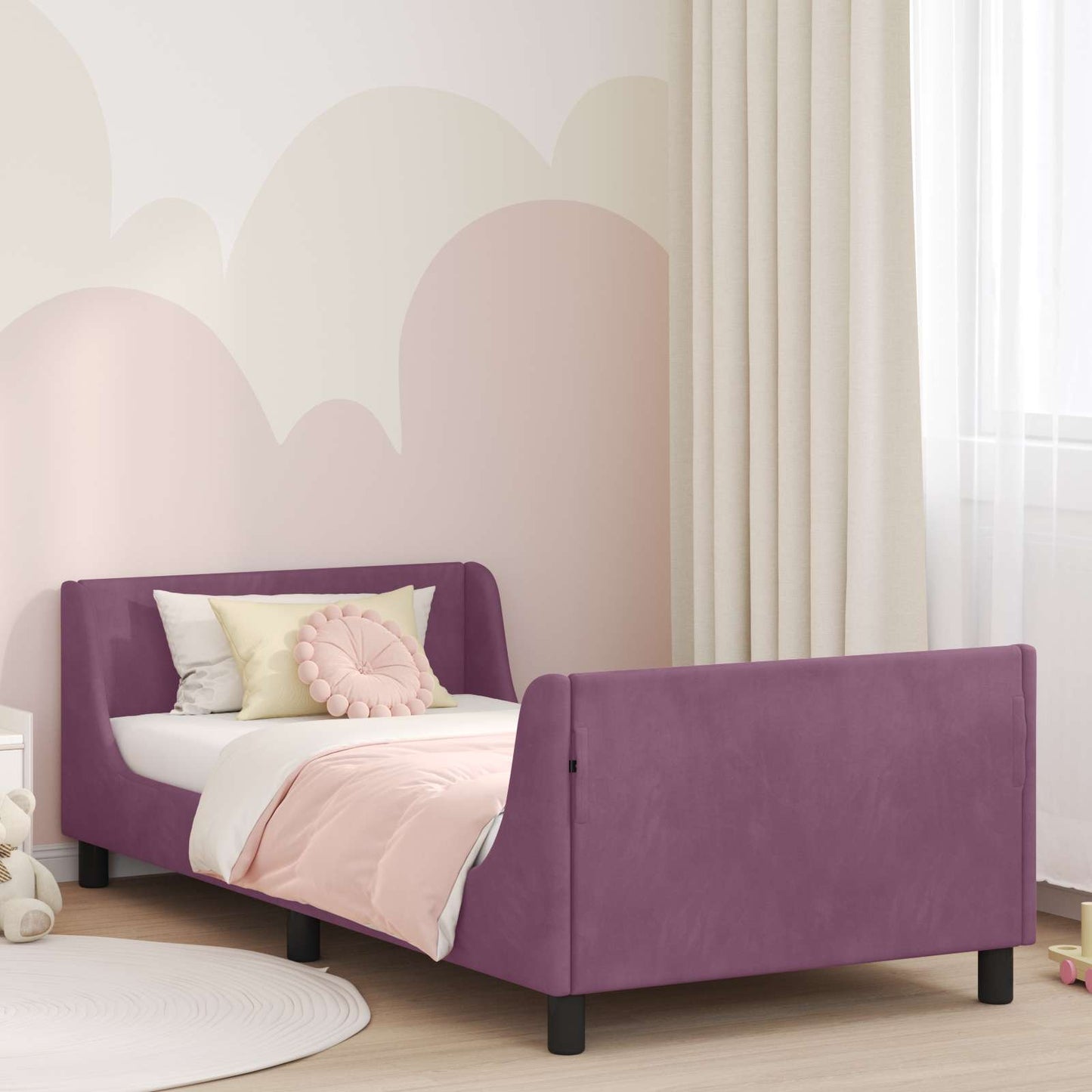 Struttura letto bambini con testata Viola 90 x 200 cm Velluto