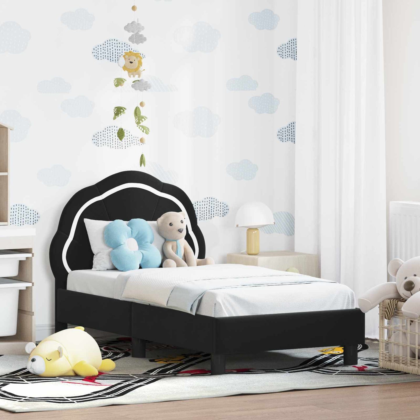 Struttura letto per bambini con testata Nero 70 x 140 cm