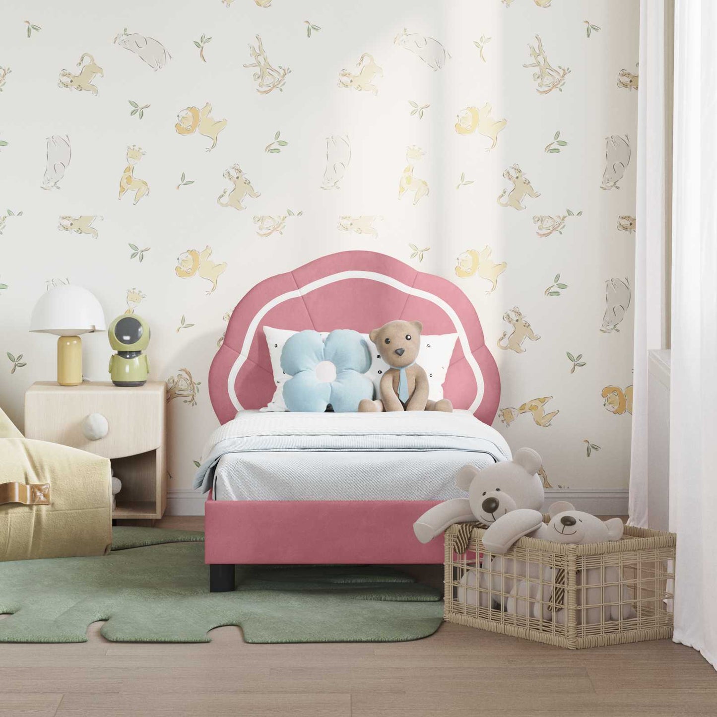 Struttura letto per bambini con testata Rosa 70 x 140 cm