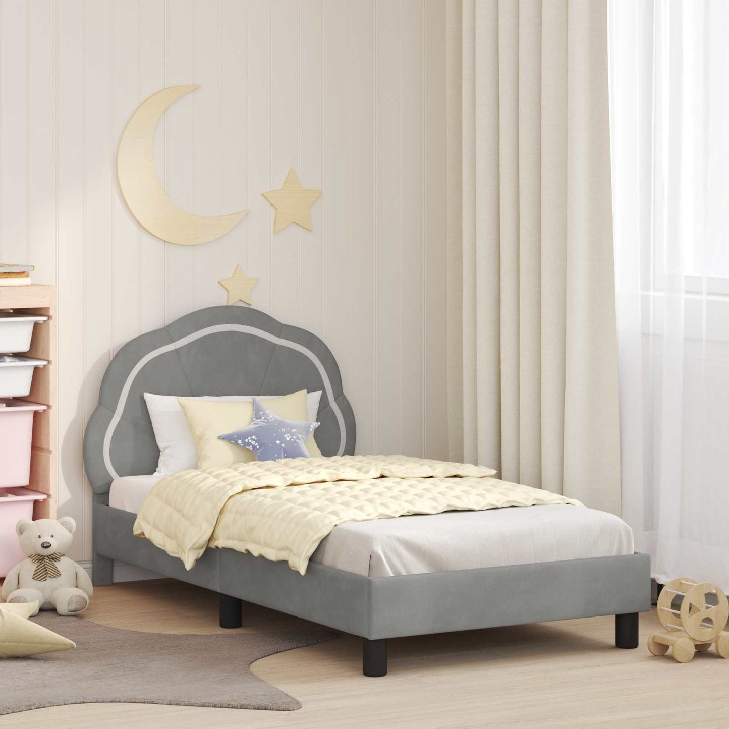 Struttura letto bambini con testata Grigio chiaro 80 x 160 cm