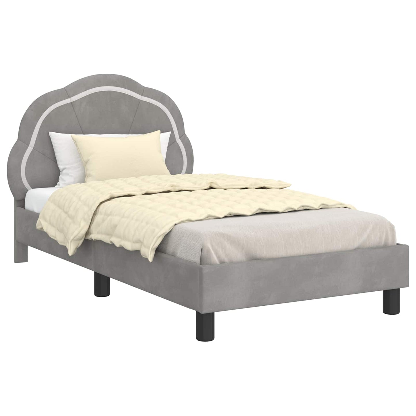 Struttura letto bambini con testata Grigio chiaro 80 x 160 cm