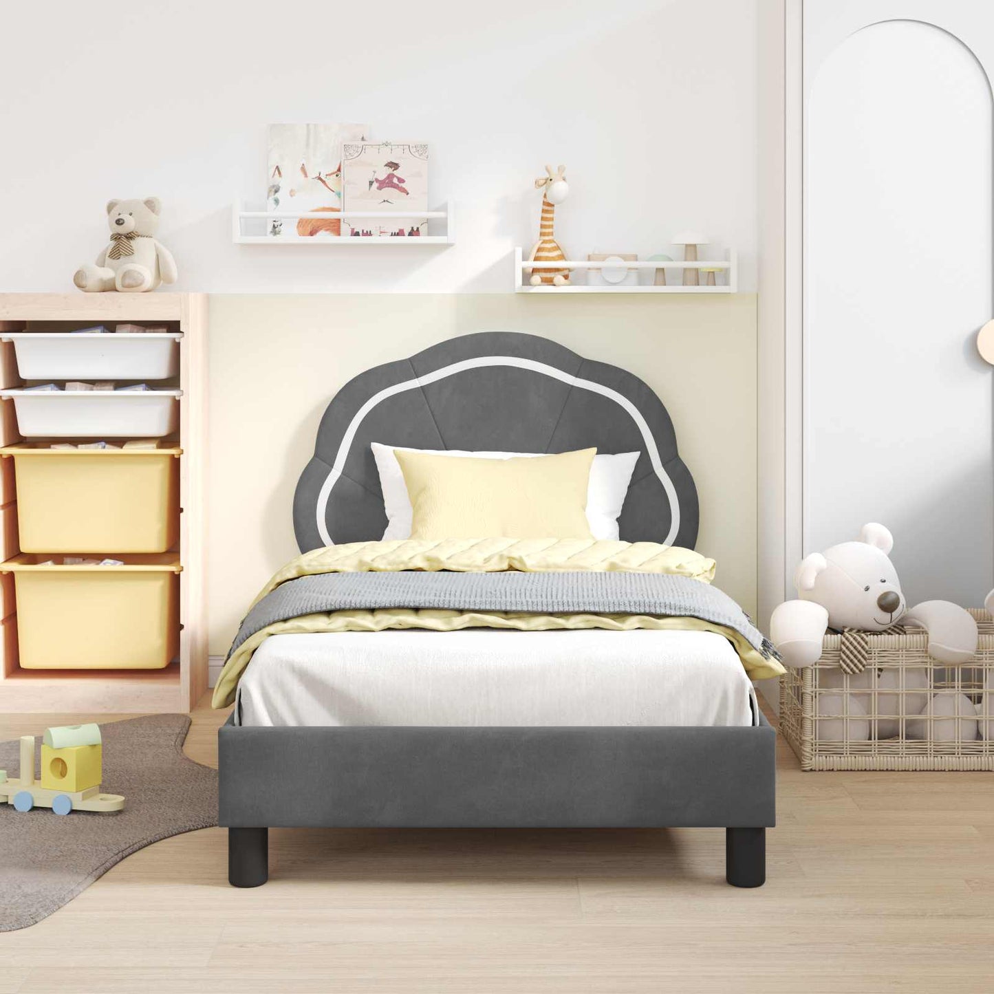 Struttura letto bambini con testata Grigio scuro 80 x 160 cm