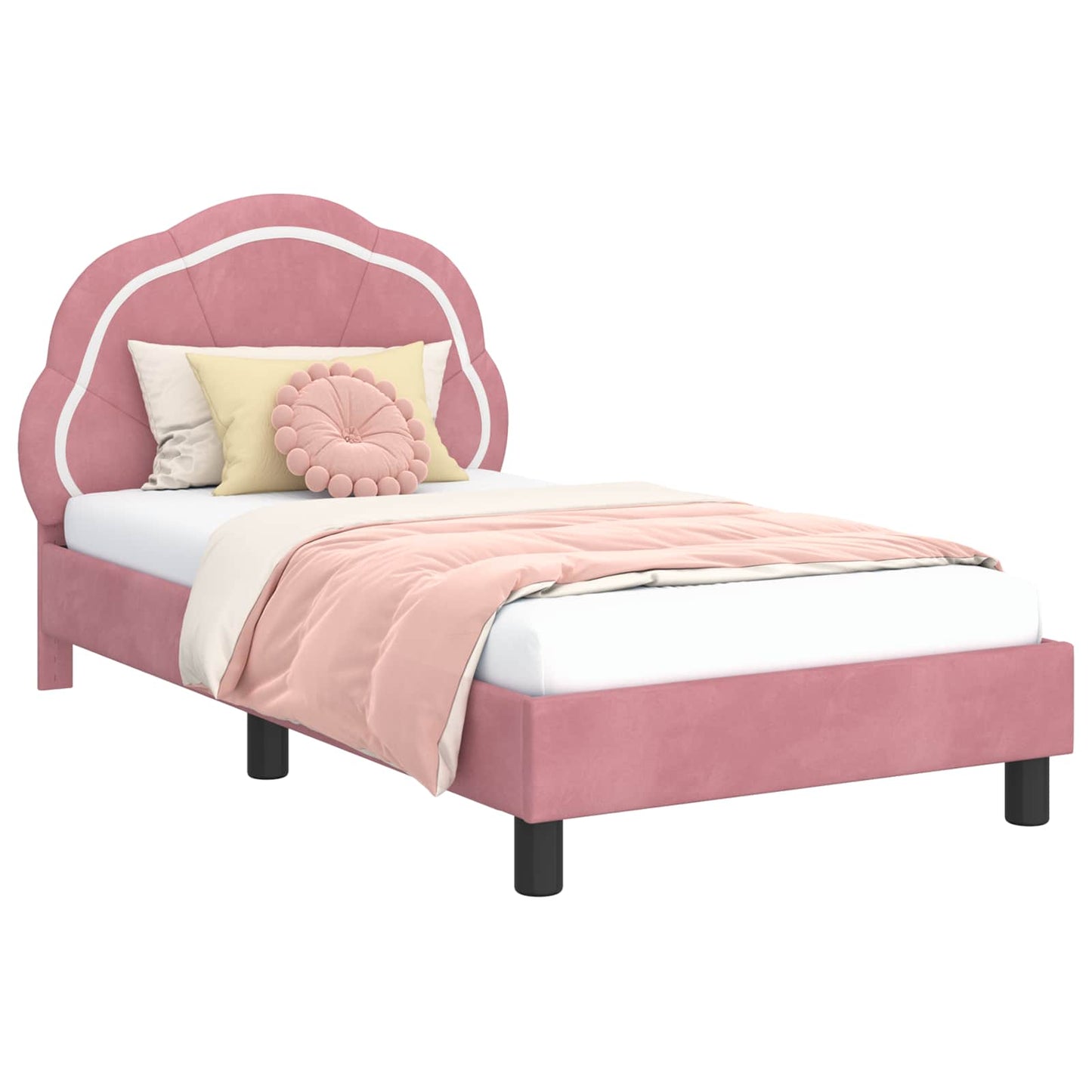 Struttura letto bambini con testata Rosa 80 x 160 cm Velluto