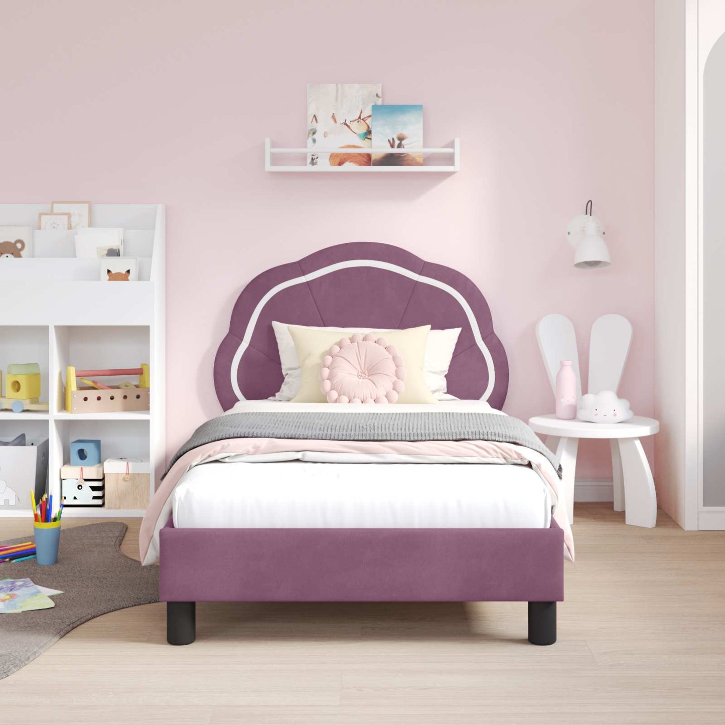 Struttura letto bambini con testata Viola 80 x 160 cm Velluto