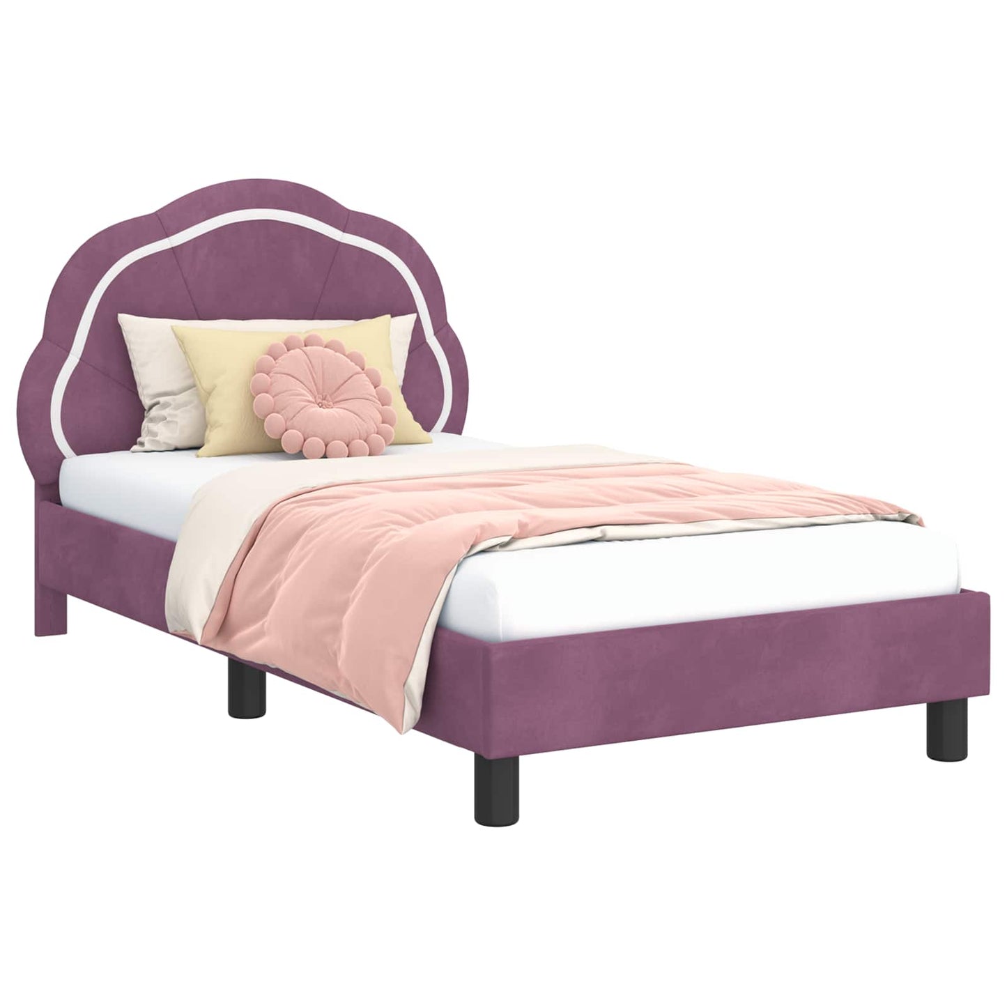Struttura letto bambini con testata Viola 80 x 160 cm Velluto