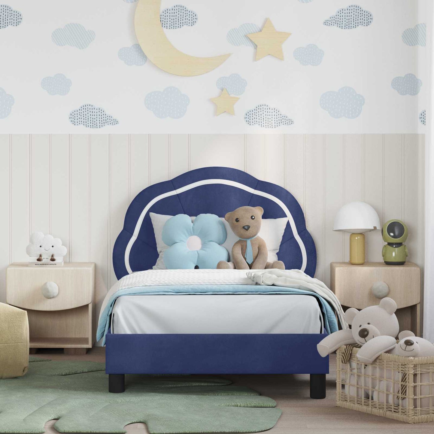 Struttura letto bambini con testata Blu Polizia 80 x 160 cm