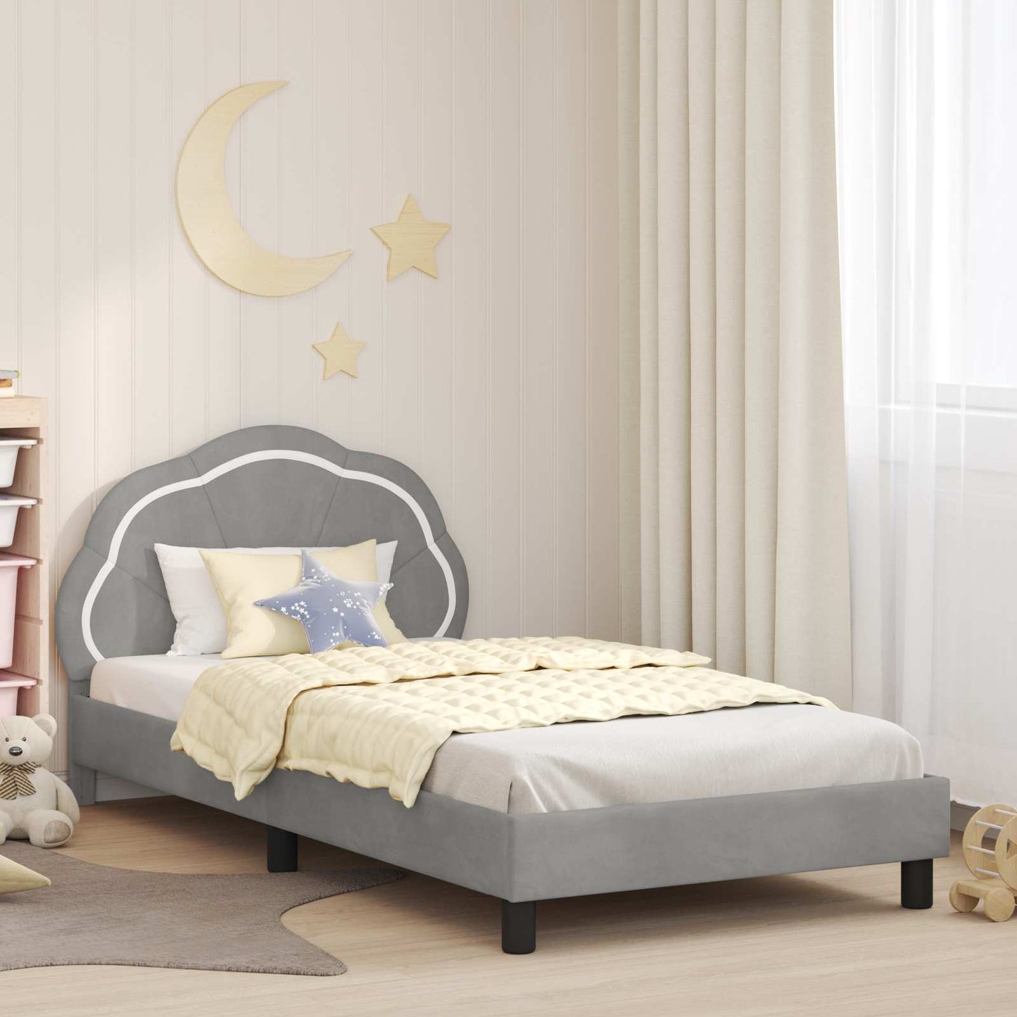 Struttura letto bambini con testata Grigio chiaro 80 x 200 cm