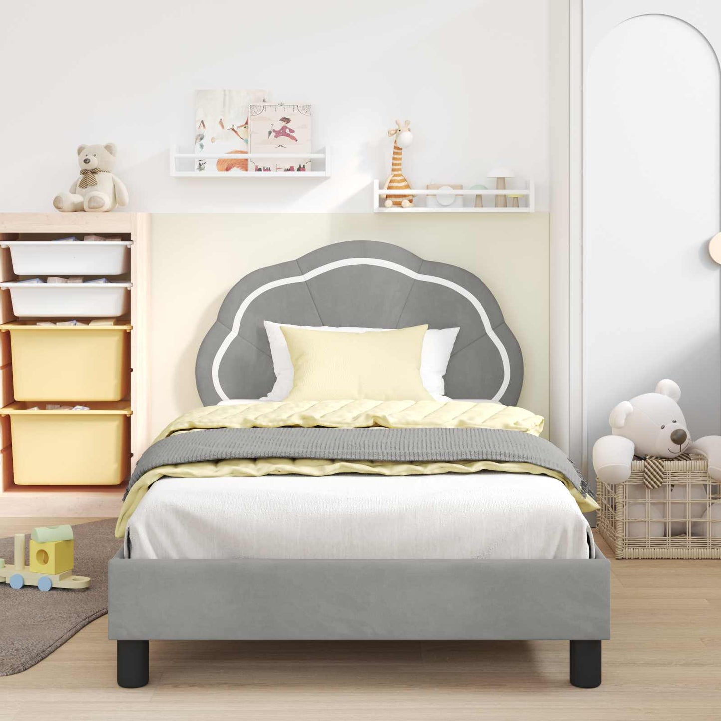 Struttura letto bambini con testata Grigio chiaro 80 x 200 cm