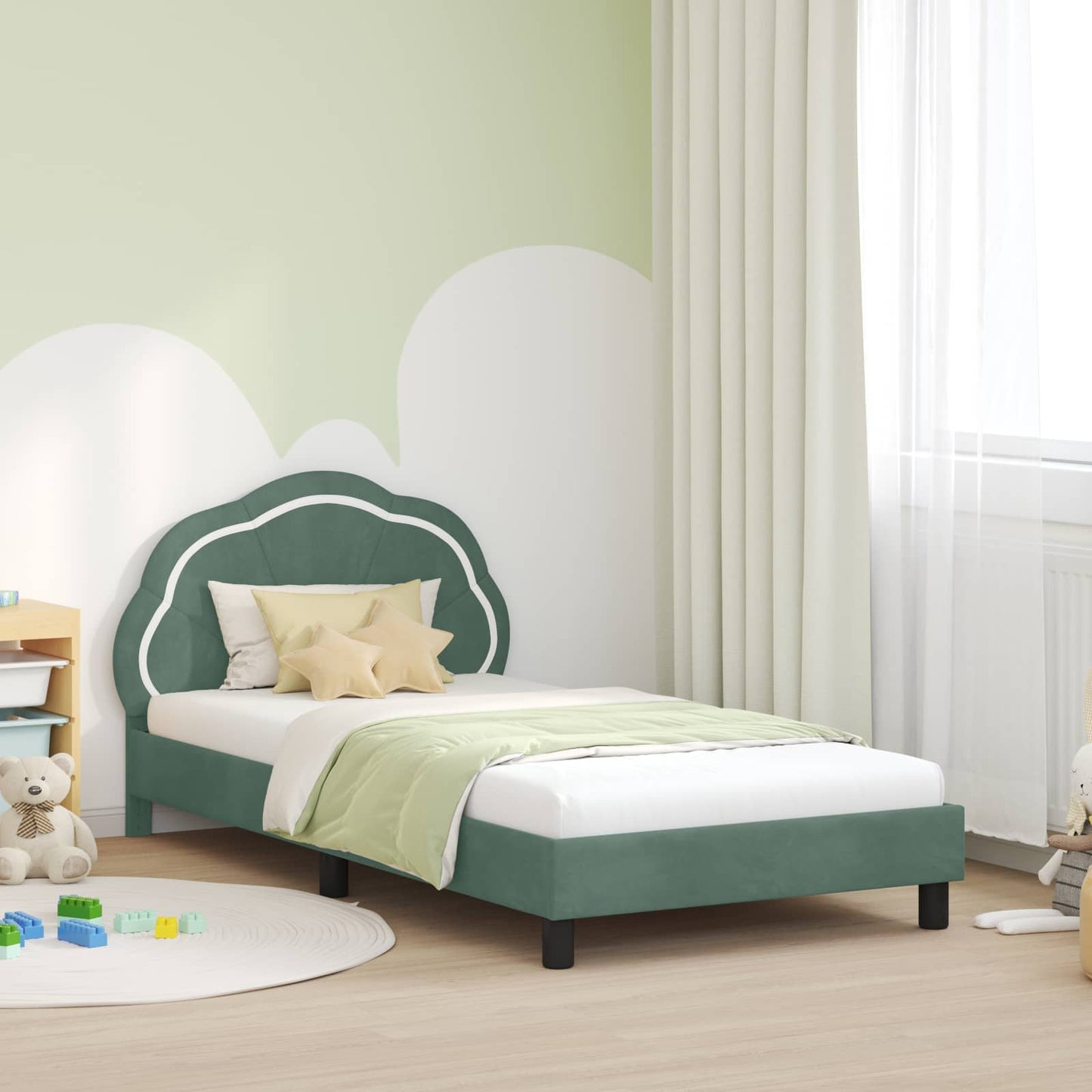 Struttura letto bambini con testata Verde Mare 80 x 200 cm