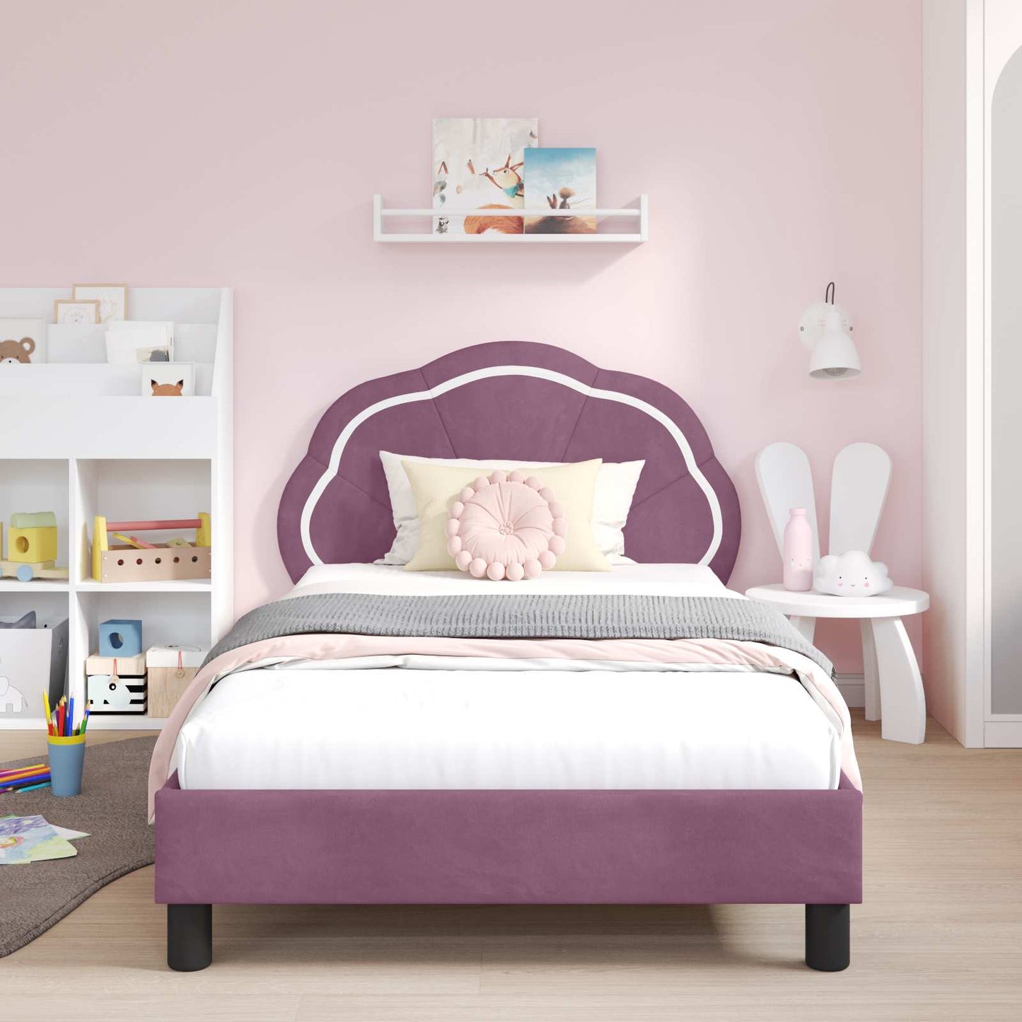 Struttura letto bambini con testata Viola 90 x 190 cm Velluto
