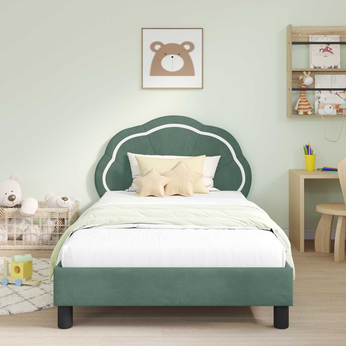Struttura letto bambini con testata Verde Mare 90 x 190 cm