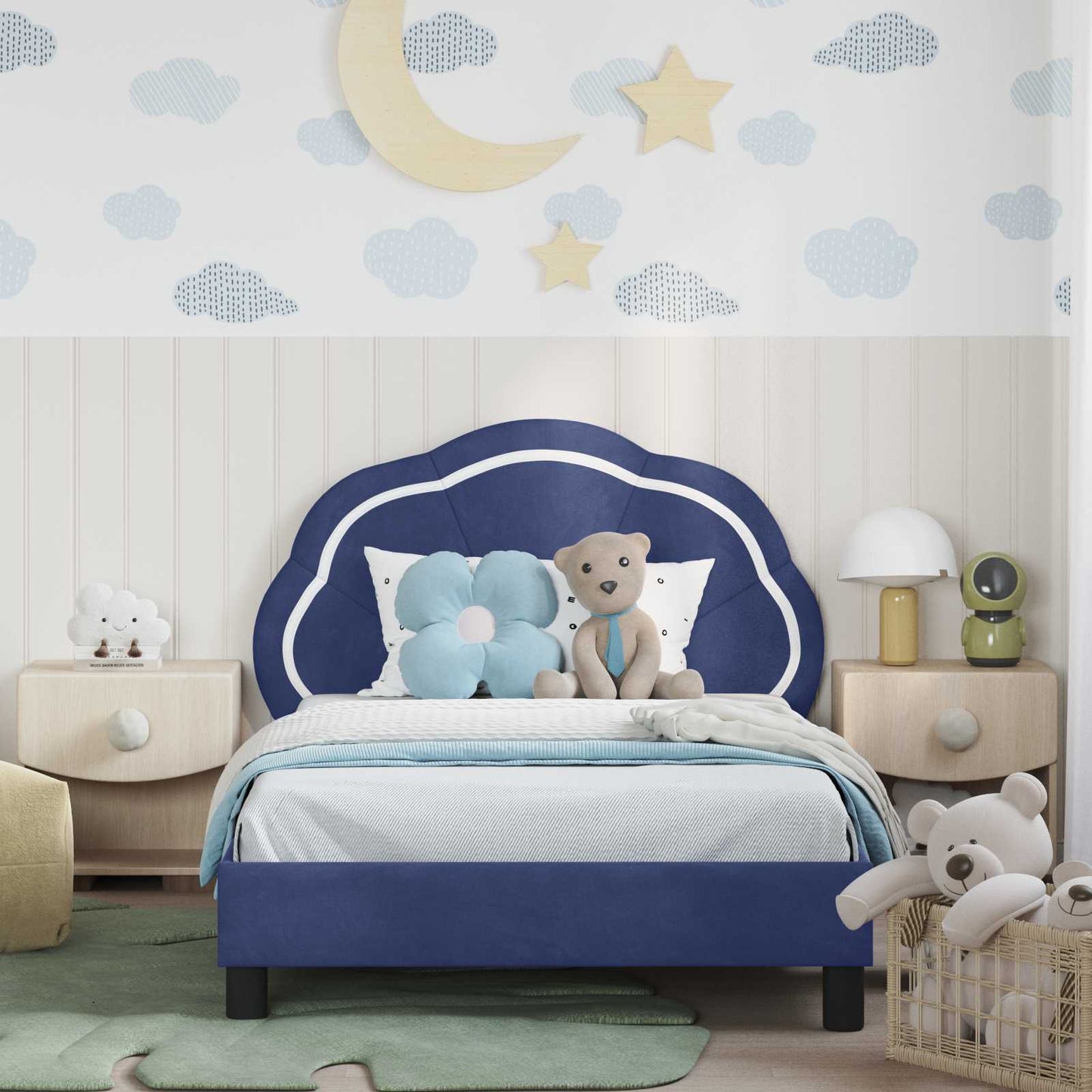 Struttura letto bambini con testata Blu Polizia 90 x 190 cm