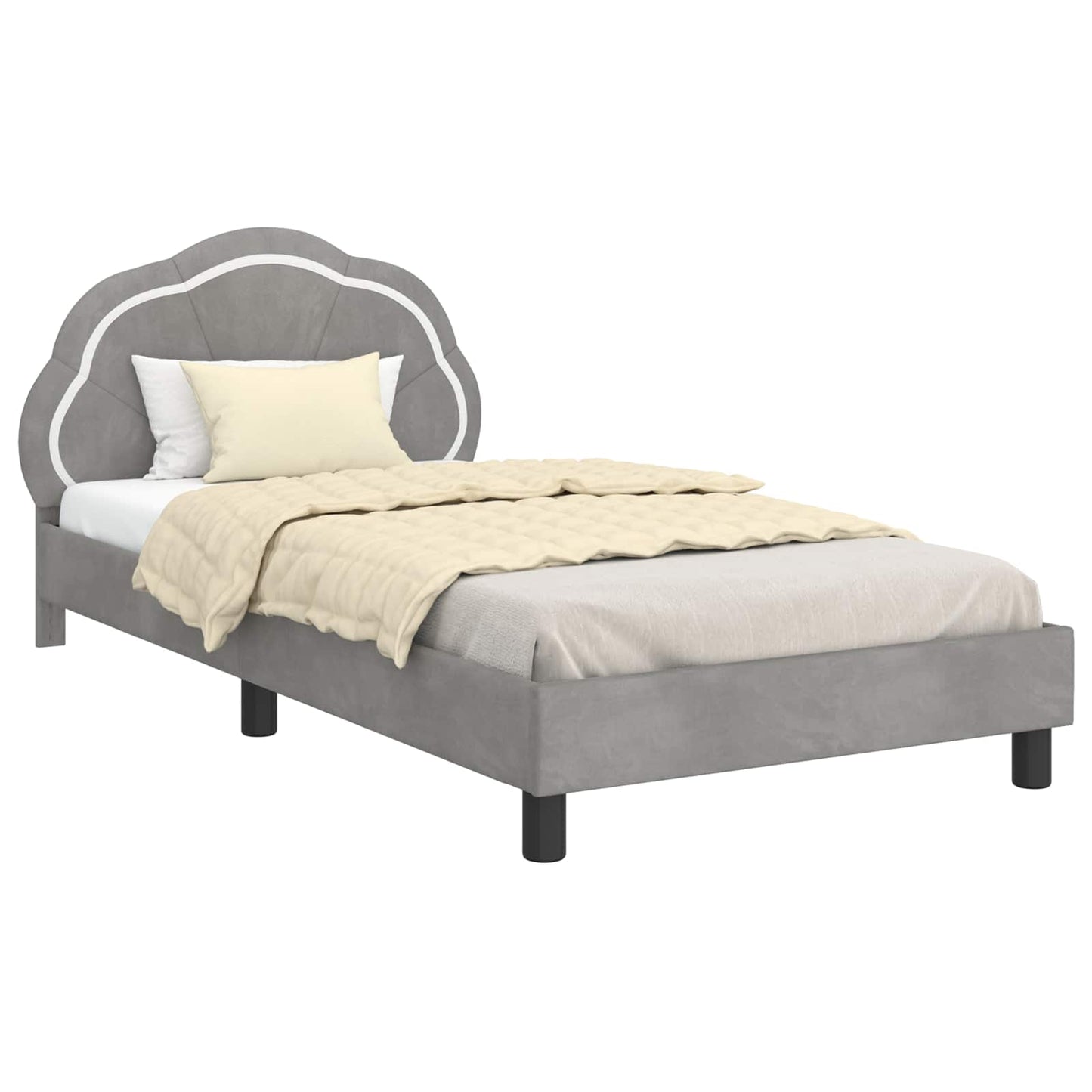 Struttura letto bambini con testata Grigio chiaro 90 x 200 cm