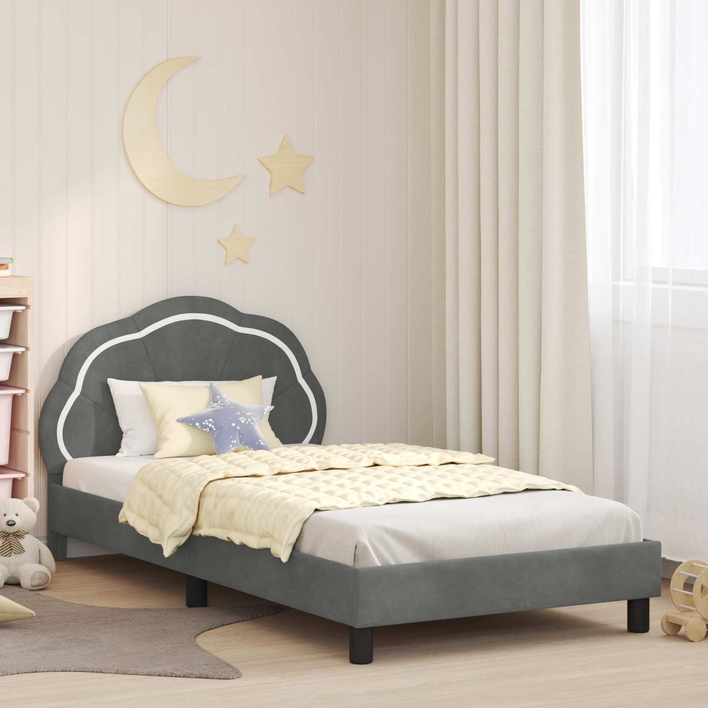 Struttura letto bambini con testata Grigio scuro 90 x 200 cm