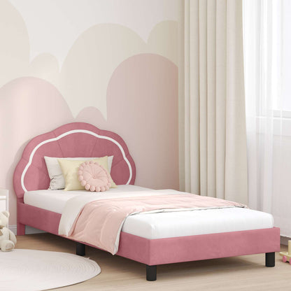Struttura letto bambini con testata Rosa 90 x 200 cm Velluto
