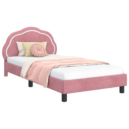 Struttura letto bambini con testata Rosa 90 x 200 cm Velluto