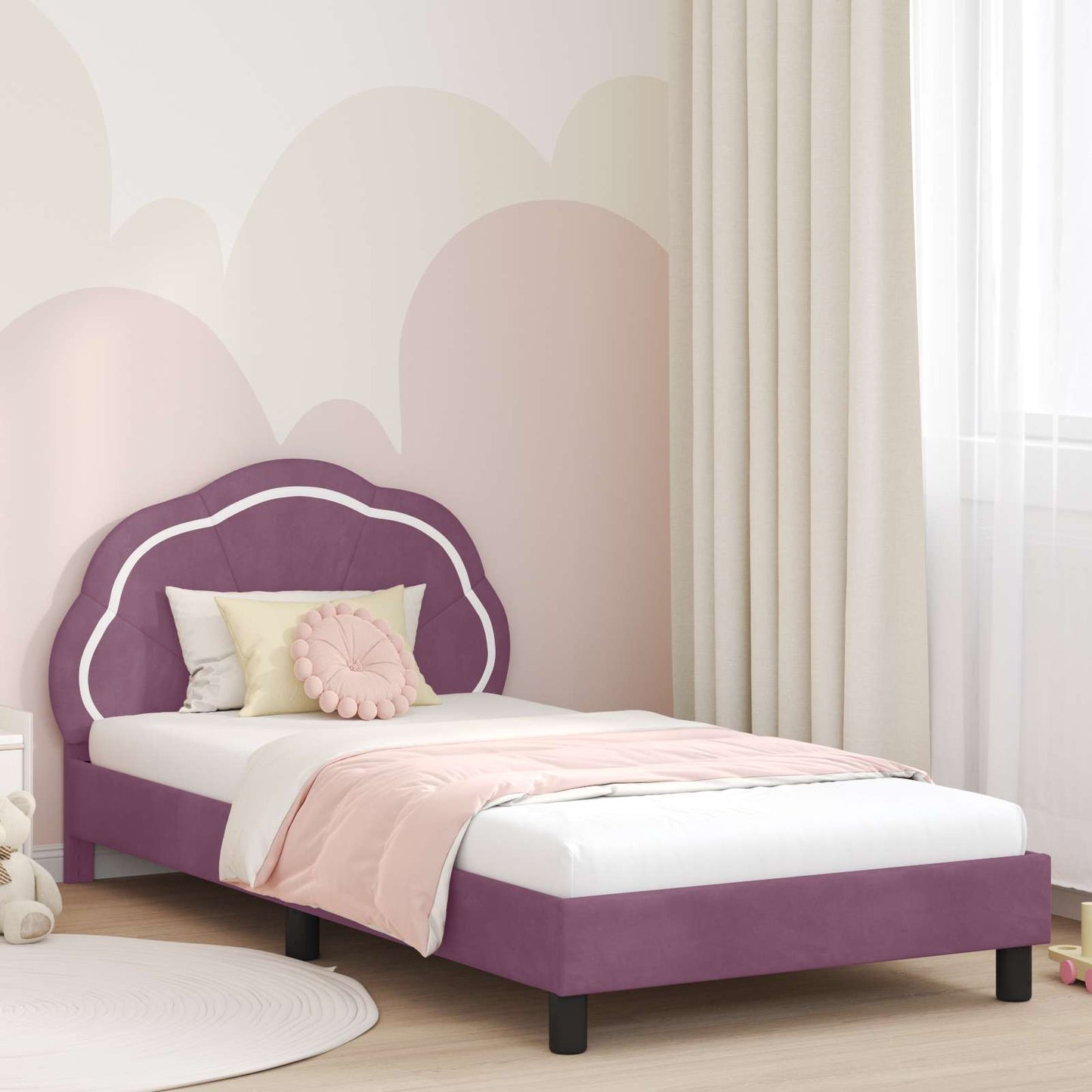 Struttura letto bambini con testata Viola 90 x 200 cm Velluto