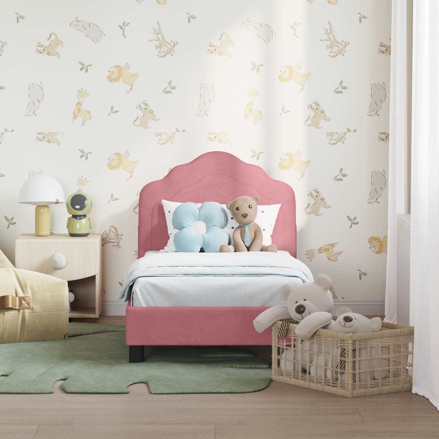 Struttura letto per bambini con testata Rosa 70 x 140 cm