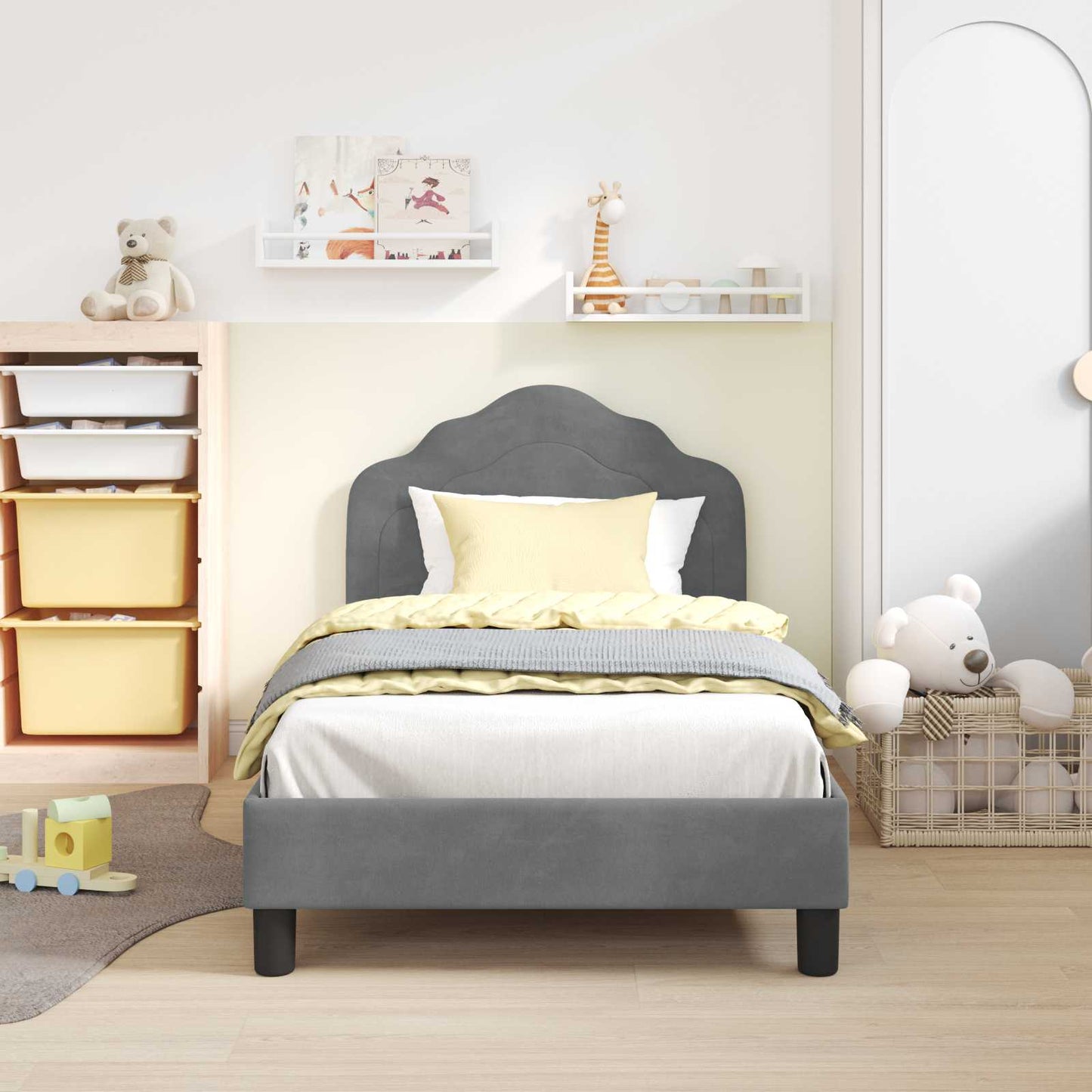 Struttura letto bambini con testata Grigio scuro 80 x 160 cm
