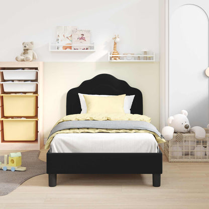 Struttura letto bambini con testata Nero 80 x 160 cm Velluto