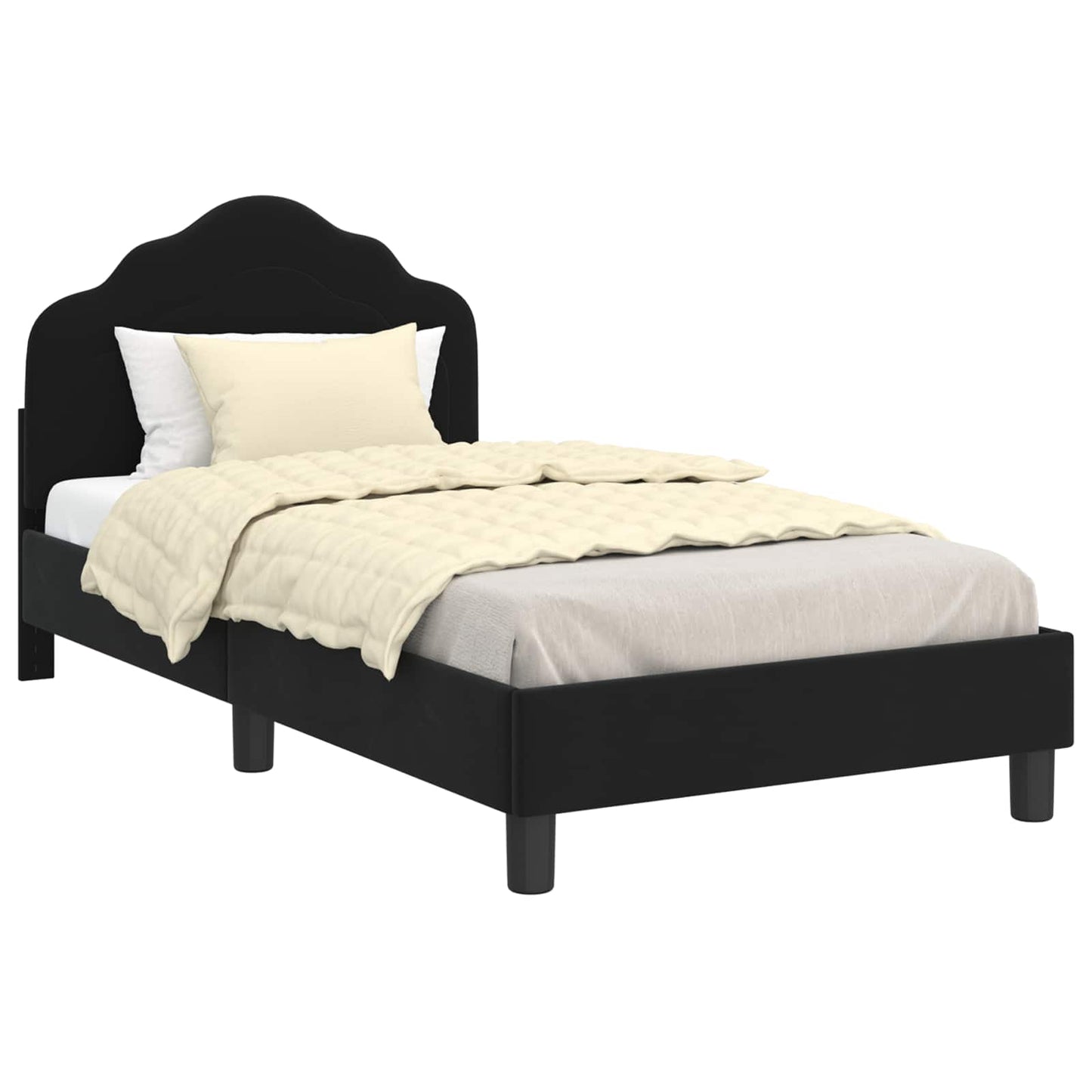Struttura letto bambini con testata Nero 80 x 160 cm Velluto