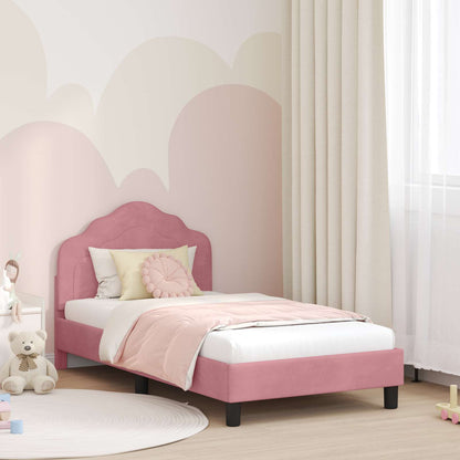 Struttura letto bambini con testata Rosa 80 x 160 cm Velluto