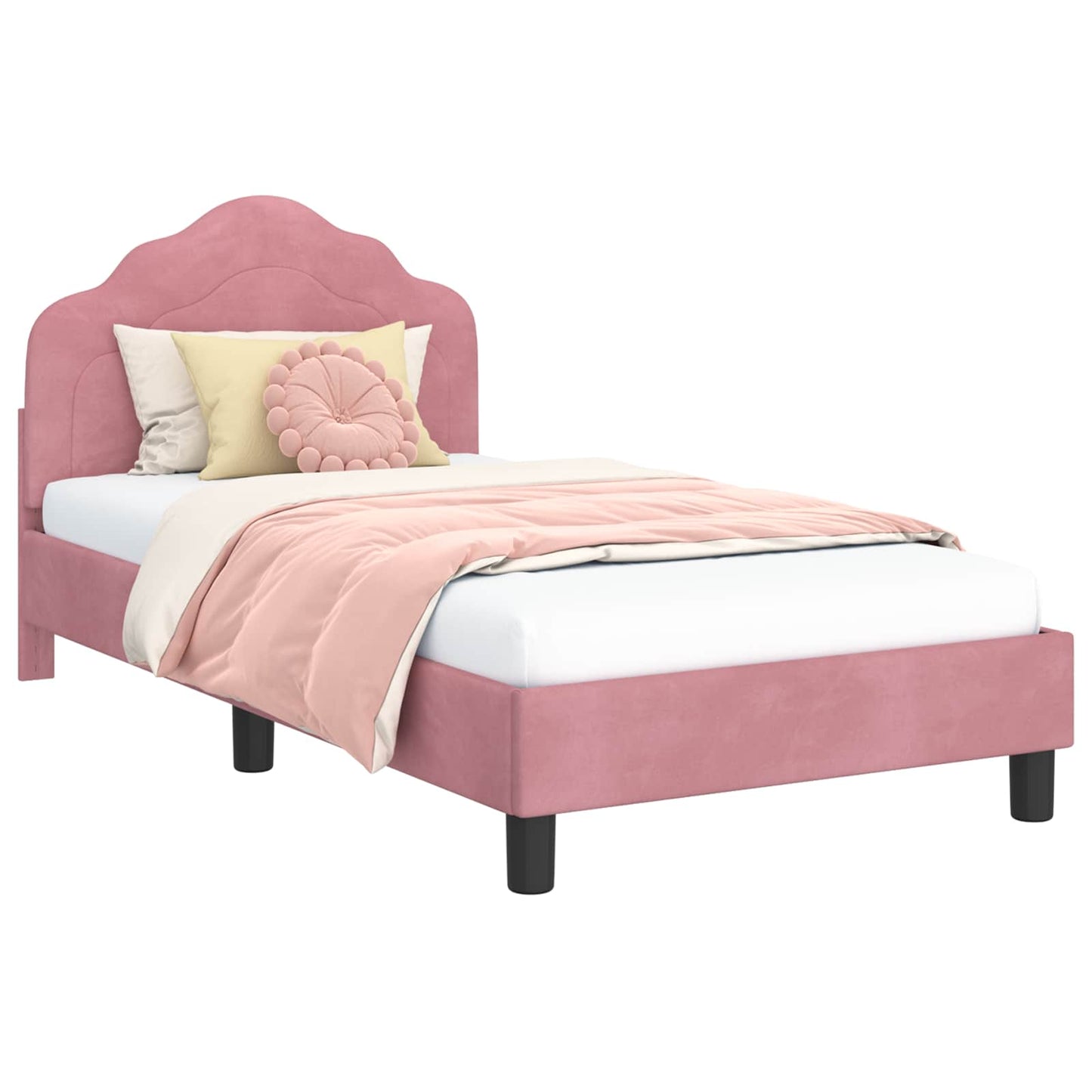 Struttura letto bambini con testata Rosa 80 x 160 cm Velluto