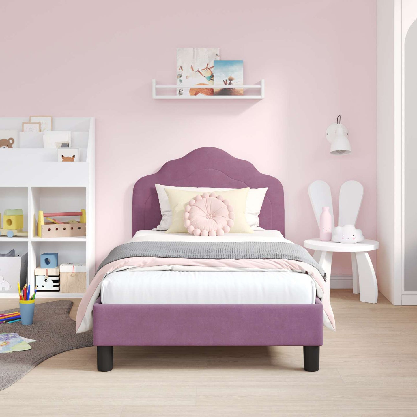 Struttura letto bambini con testata Viola 80 x 160 cm Velluto
