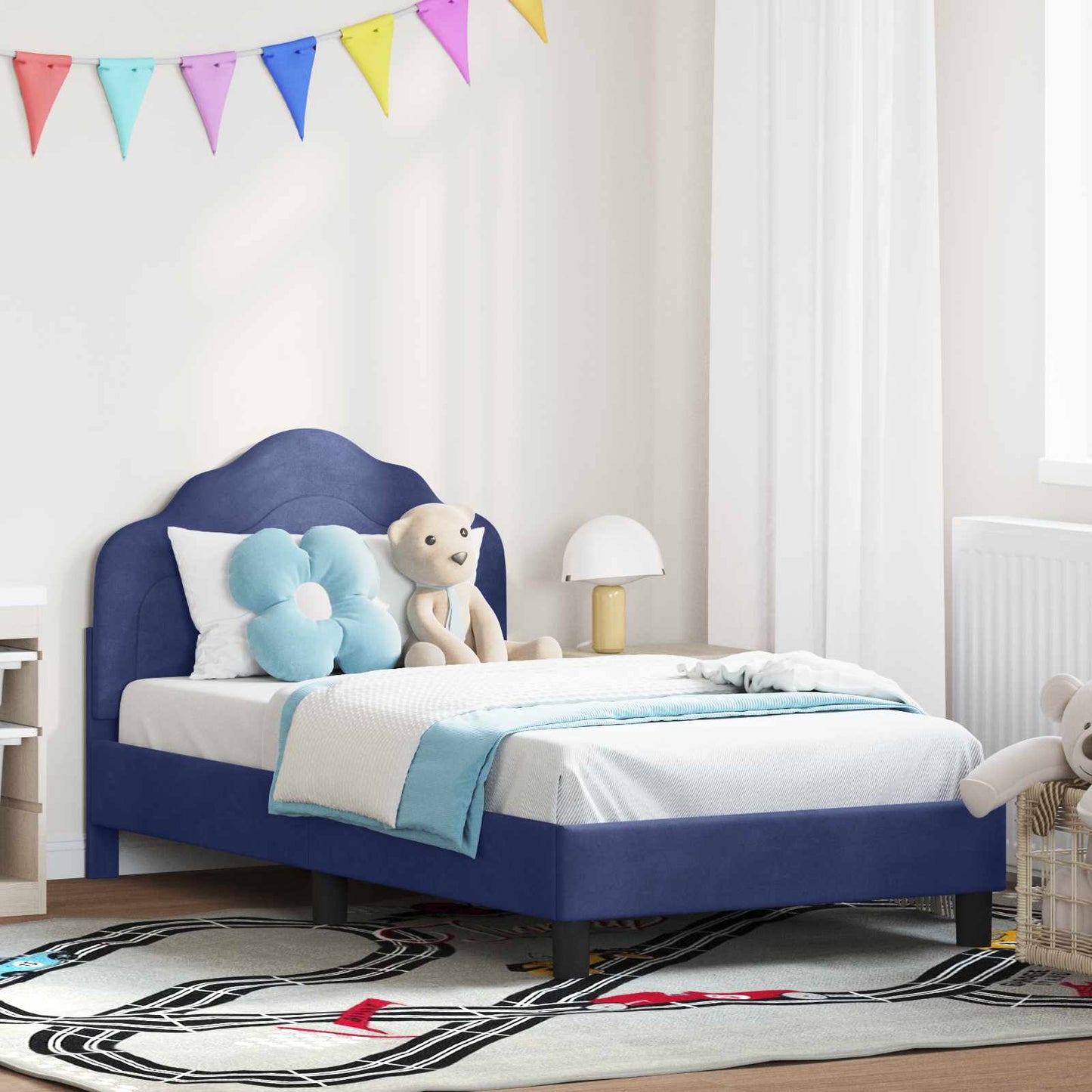 Struttura letto bambini con testata Blu Polizia 80 x 160 cm