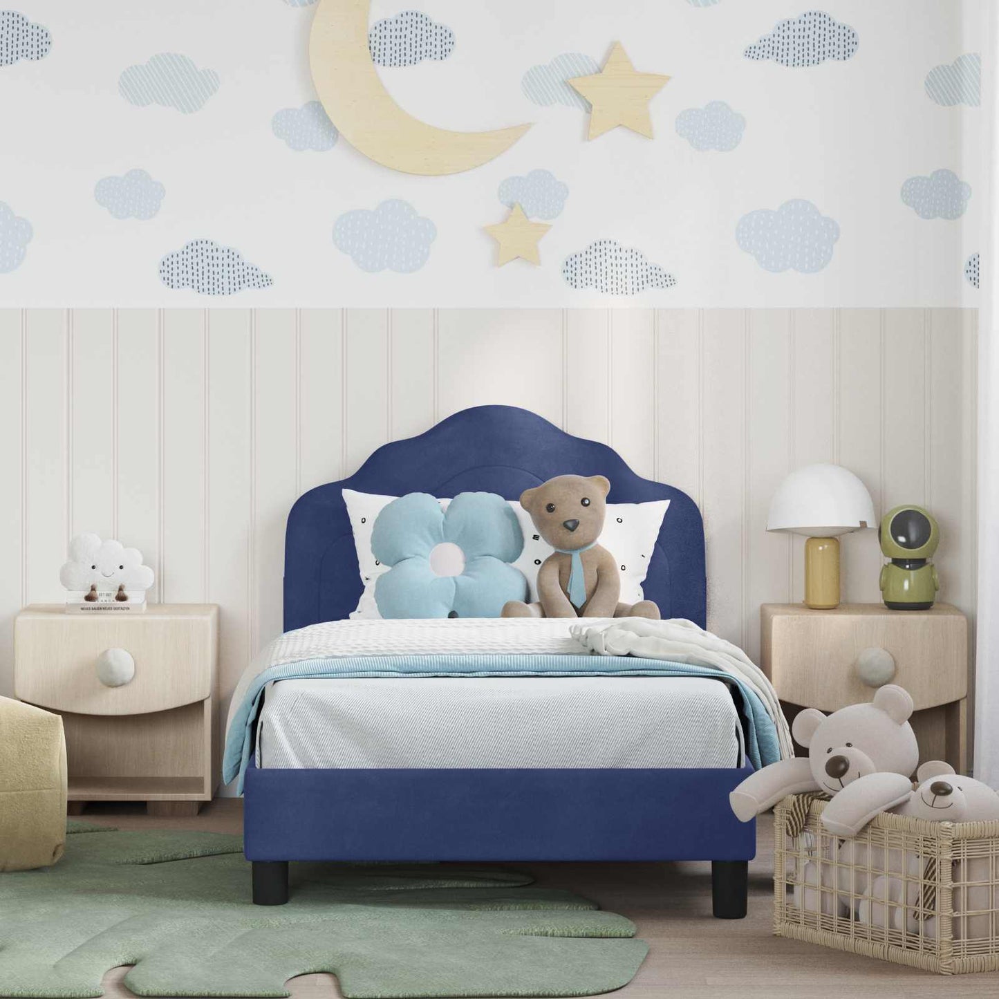 Struttura letto bambini con testata Blu Polizia 80 x 160 cm