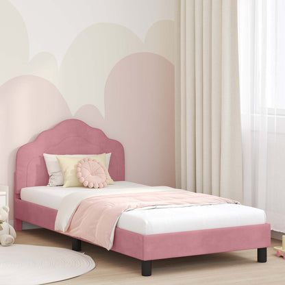 Struttura letto bambini con testata Rosa 80 x 200 cm Velluto